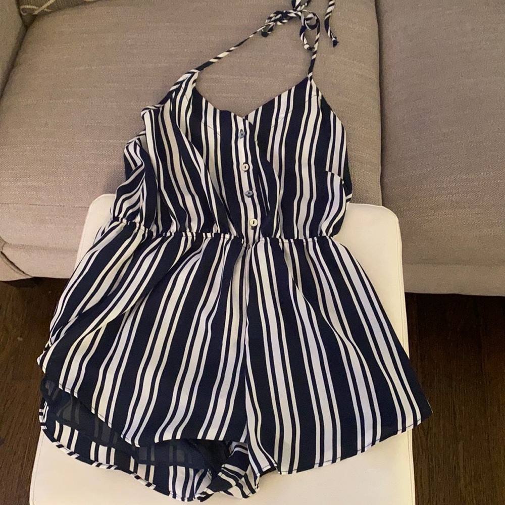 GAB KATE navy and white romper